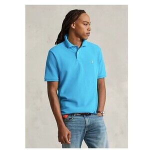 Polo Ralph Lauren X-Large Iconic Mesh Polo Shirt-Light Blue-Embroidered Pony